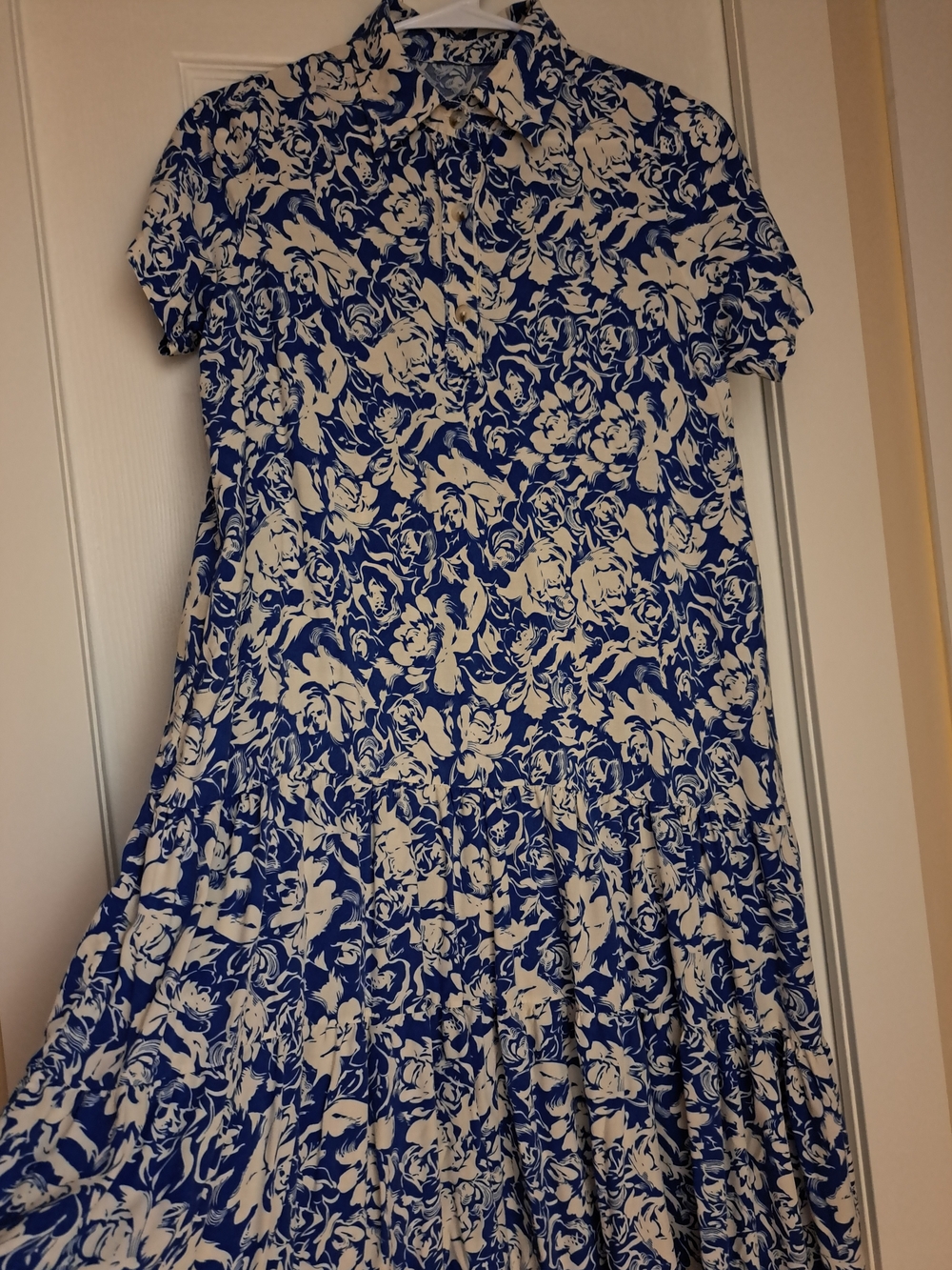 Blue and White Floral Shirt Dress